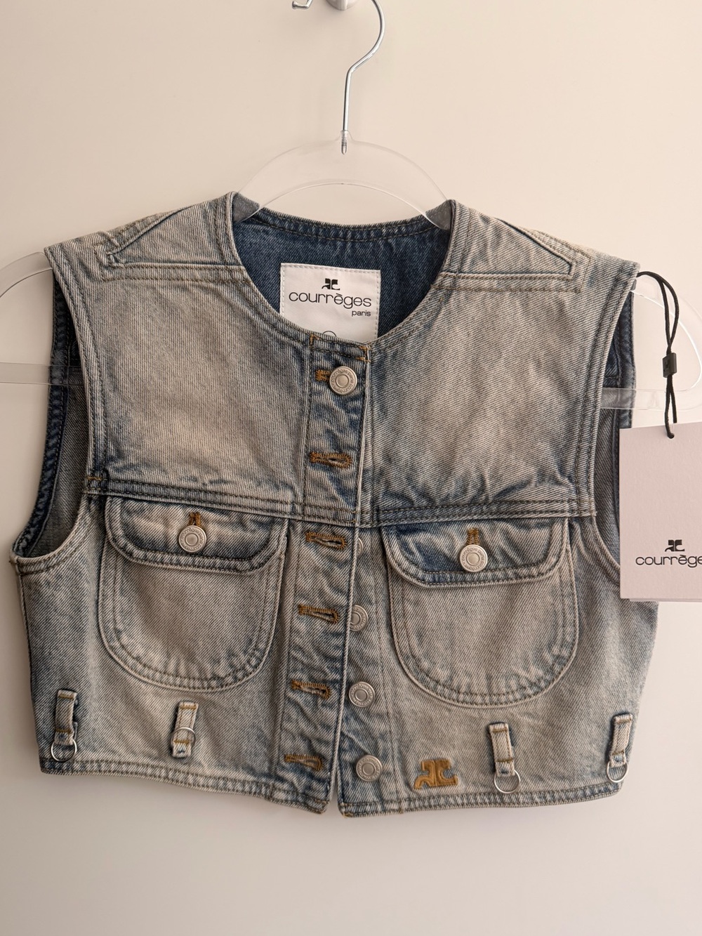Courreges Multiflex Cropped Denim Vest NWT
